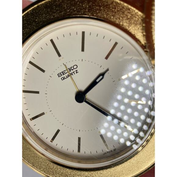 Seiko Quartz Twenty Dollar Gold Coin Alarm Desk Travel Clock Presidential Seal - Picture 3 of 13